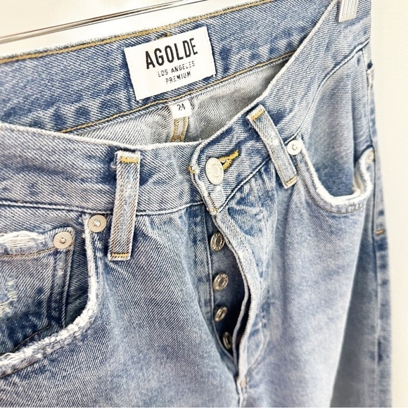 Agolde Jamie High Rise Classic Tapered Distressed Jeans in Idyllic 24 - Picture 8 of 9